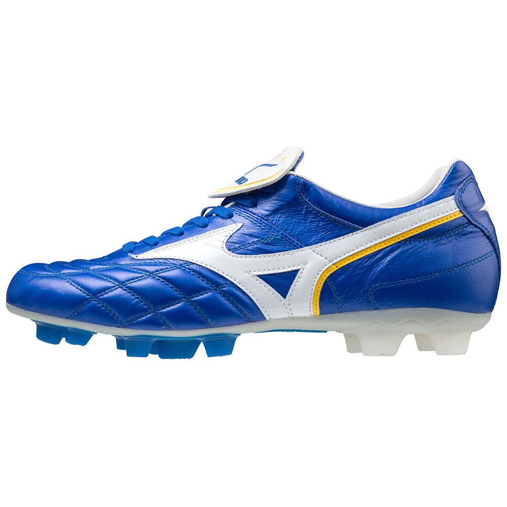 Mens Mizuno Wave Cup Legend Soccer Cleats White/Blue/Yellow Philippines (PNJOQY230)